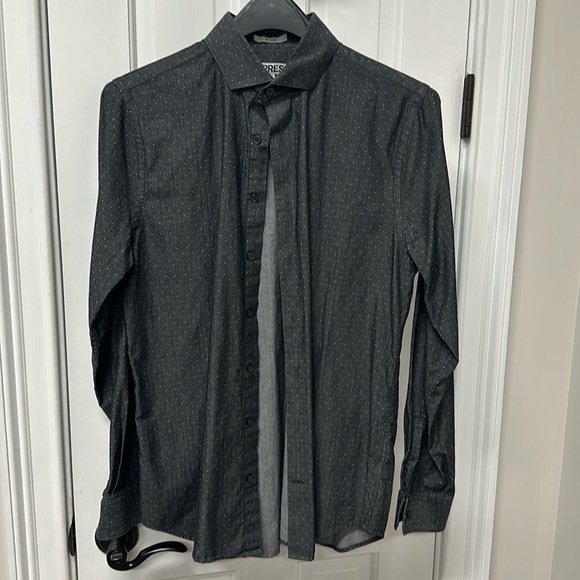 Express Dark Grey Button Up Fitted - Picture 1 of 4